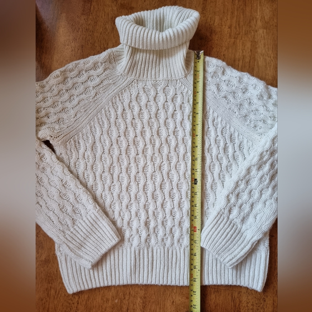 Laundry By Shelli Segal Cozy Cream Chunky Knit Turtleneck Sweater Size S - Picture 7 of 7